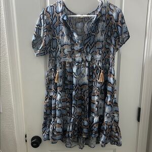 Karlie Mini Dress Blue Snakeskin